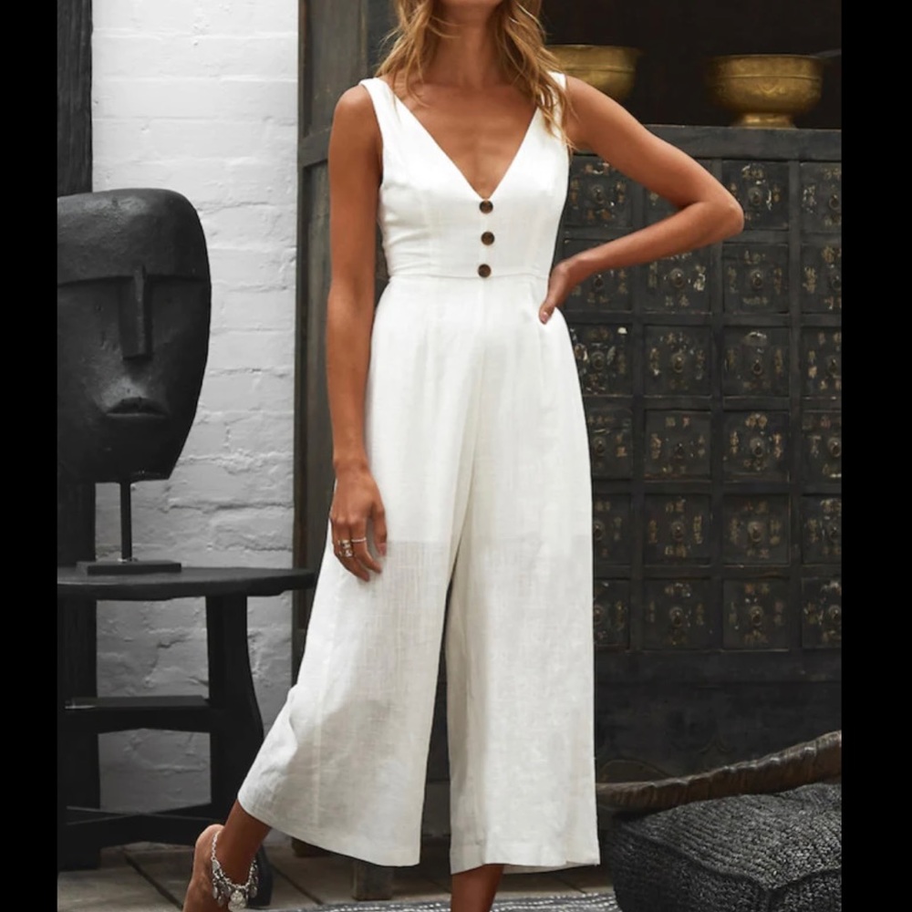 Fortunate One Sabrina Jumpsuit White